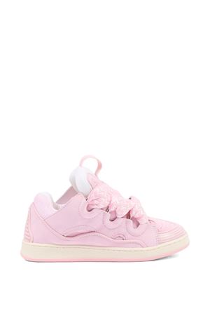 Sneakers in pelle e tessuto rosa LANVIN KIDS | N3046544F